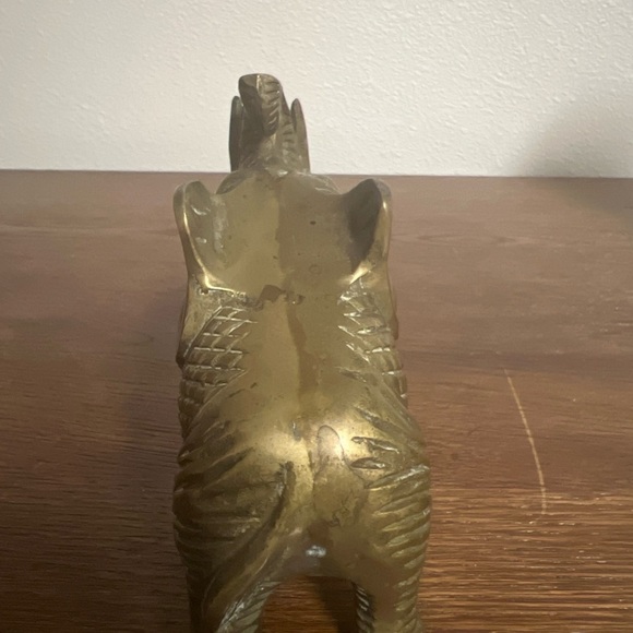 Vintage Solid Brass Elephant Figurine 5” Trunk Up Lucky Home Décor - Picture 4 of 5